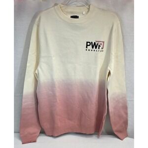 XIOS Men PWR Equalize Ombre Crewneck Sweater Cream Pink Dip Dye Size M